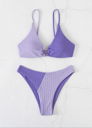 Solid Color Stitching Bikini