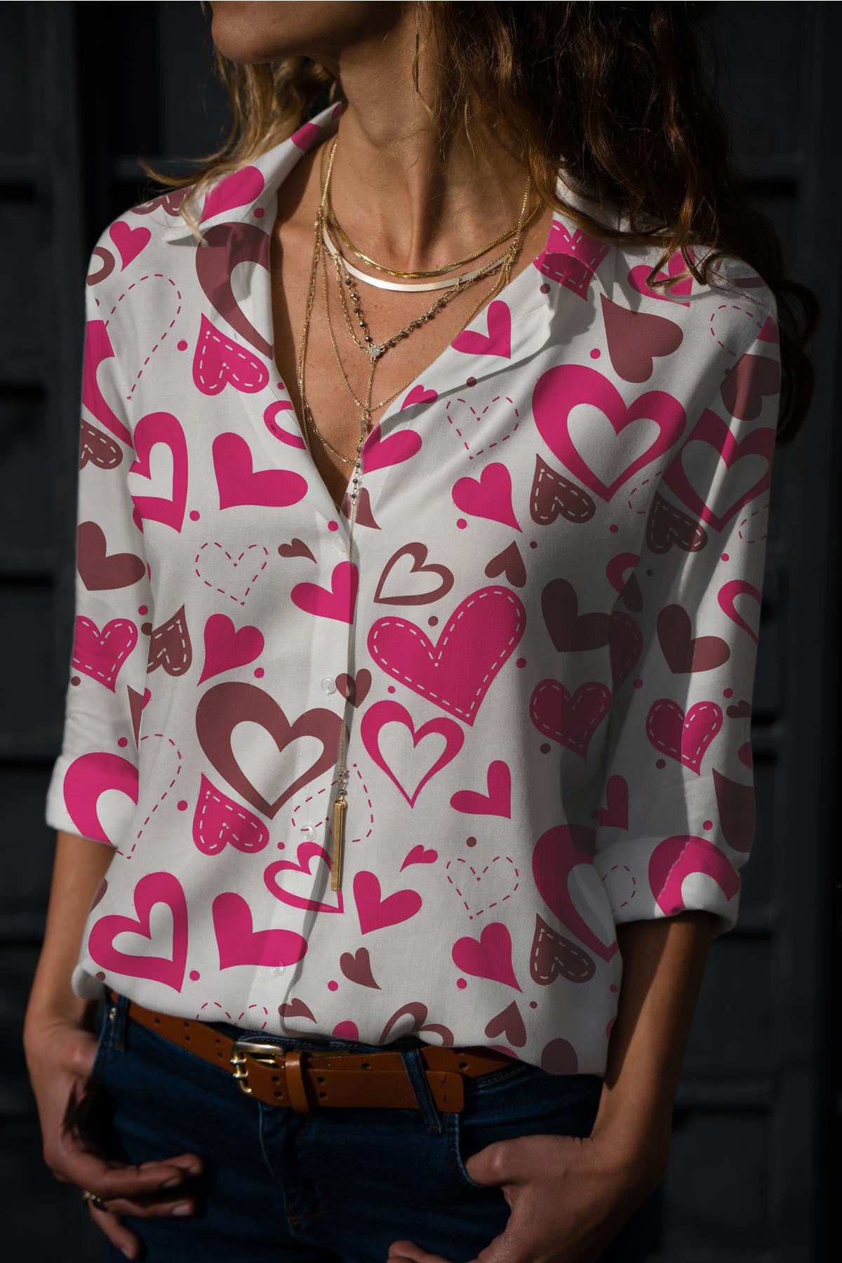 Fashion Digital Printing Long-sleeved Shirt Love