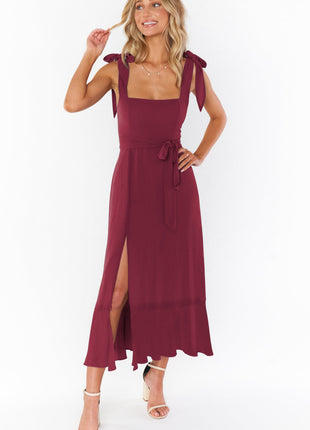 Temperament with Lace-up Dress