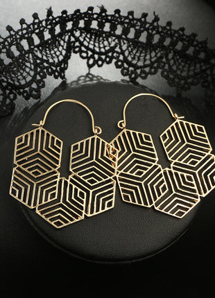 Simple Wisps Rhombus Alloy Earrings