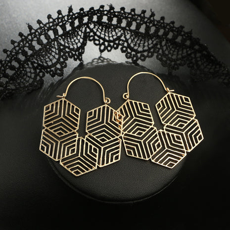Simple Wisps Rhombus Alloy Earrings