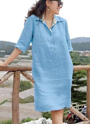 V-neck Loose Mid-length Dress