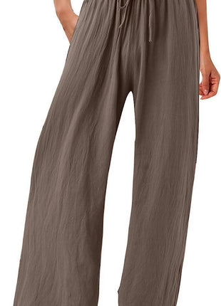 Cotton And Linen Wide-leg Casual Trousers