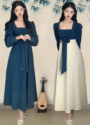 Long Sleeve Square-neck Dress