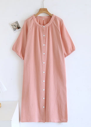 Japanese Loose Crepe Pure Cotton Nightdress