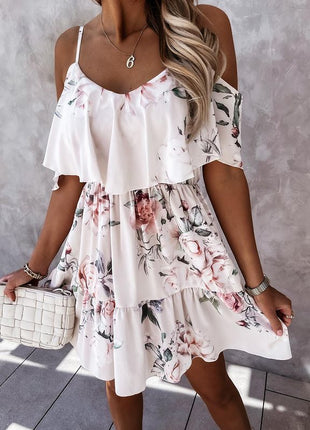 Floral Elastic Waist Loose Dress