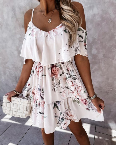 Floral Elastic Waist Loose Dress