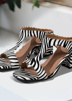 Zebra Plus Size Thick High Heel