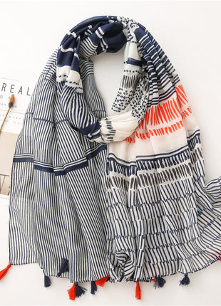 Japanese Style Artistic Cotton and Linen Scarf Bohemian Cashew