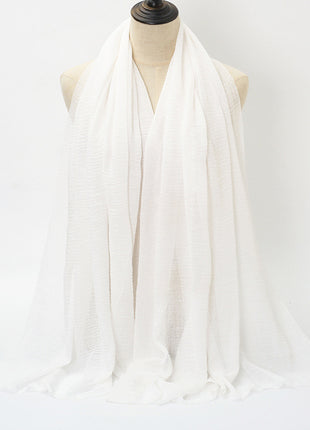 Pure Color Pleated Cotton Scarf Cotton And Linen Scarf