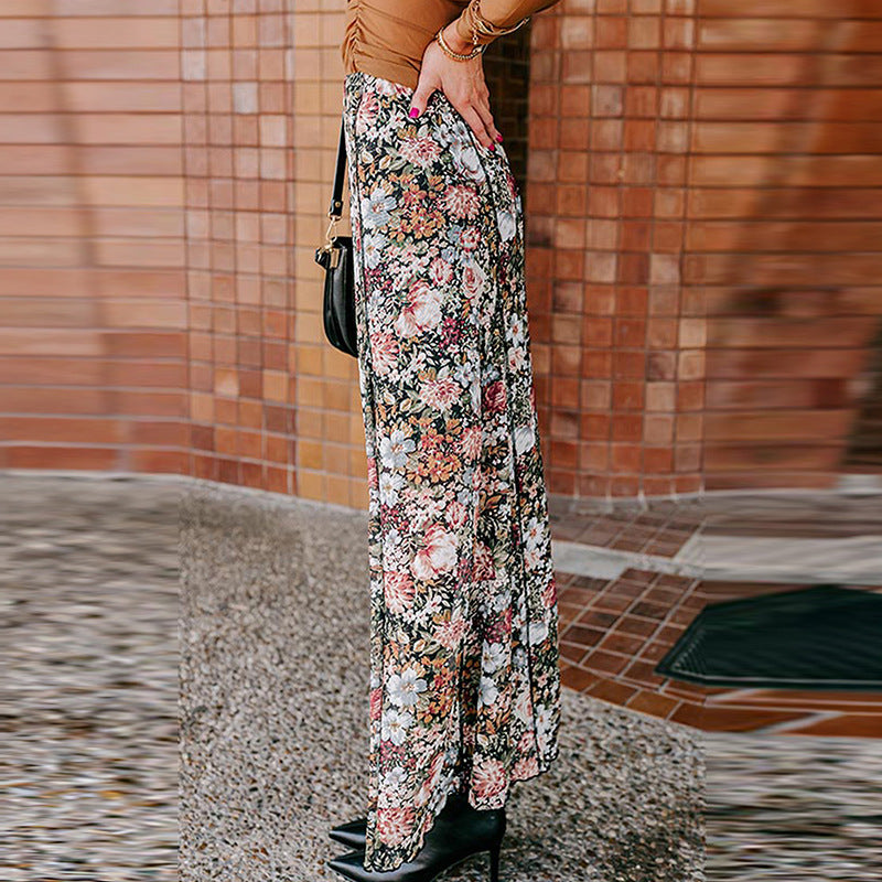 Floral Print Sheath Long Skirt