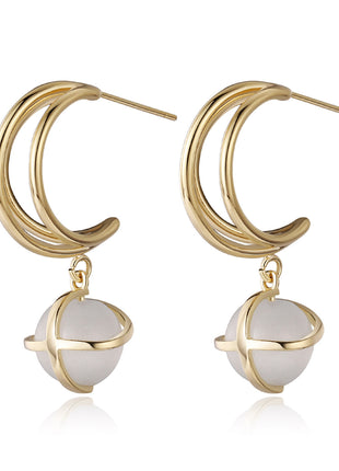 Opal crescent Stud Earrings