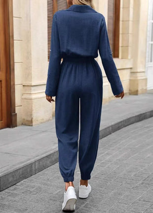 Long-sleeved Lapel Jumpsuit