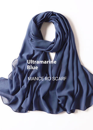 Pure Color Pearl Chiffon Scarf Headcloth Veil Chiffon Scarf