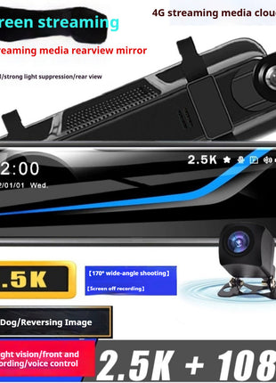 HD 1080p Dual Lens Front & Rearview Mirror Recorder Dashcam