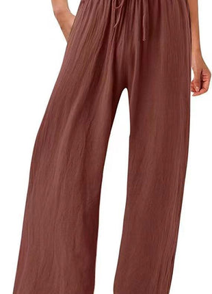 Cotton And Linen Wide-leg Casual Trousers