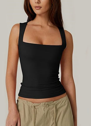 Summer Square-neck Tank Vest Ins Fashion Slim Sleeveless Tops