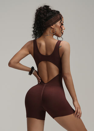 Shoulder Strap One-piece Peach Hip Shorts