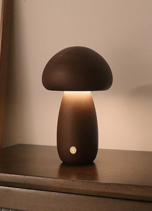 INS Wooden Cute Mushroom LED Night Light with Touch Switch
