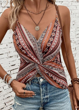 Geo Print Twist Front Cami Top
