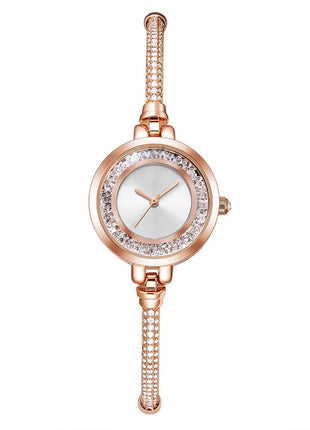 Women's Thin Strap Bracelet Watch Rhinestone Quicksand Small Dial Bracelet Watch Retractable Adjustable Watch
