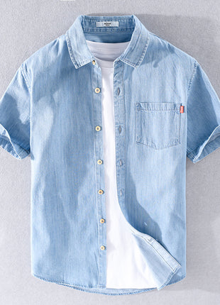 Cotton Short Sleeve Denim Shirt