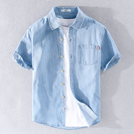 Cotton Short Sleeve Denim Shirt