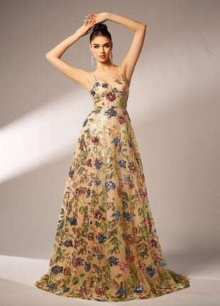 Elegant Sleeveless Sequined Suspender Dress