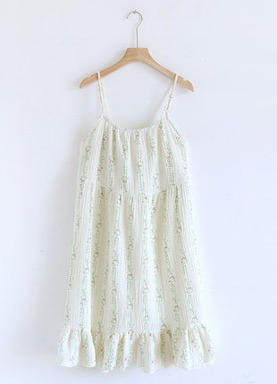 Sweet Floral Suspender Cotton Pyjamas