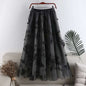 Embroidered Bow Lace Mesh Mid-length Skirt