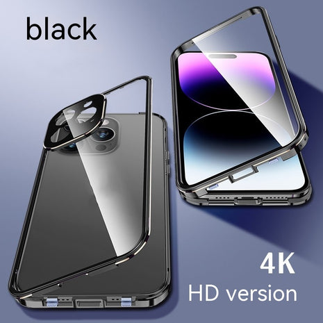 iPhone 13/14/15 Peep-Proof Magnetic Double-Sided Glass Case with Buckle