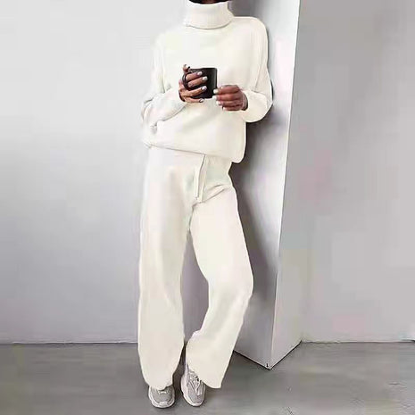 Turtleneck Sweater and Drawstring Straight Pants Set