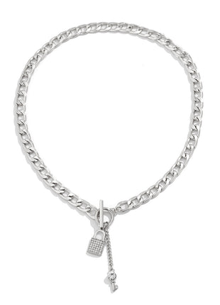 Thick Chain with Shiny Lock and Key Pendant Necklace Single or Combinations