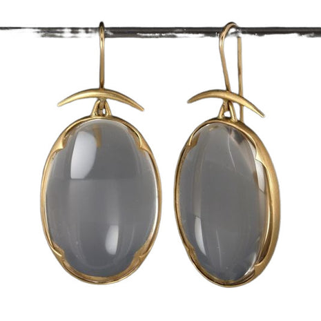 Vintage Gray Stone Oval Pendant Earring