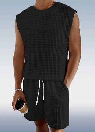 Small Plaid Sleeveless Tank Top Shorts Two-piece Set