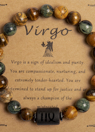 Natural Tiger Eye Zodiac Beaded Bracelet