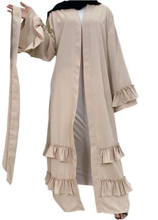 Ruffled Sleeves Lace Up Abaya