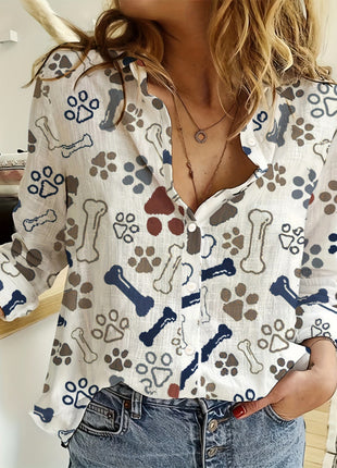 3d Printed Long Sleeve Turn-down Collar Casual Shirt