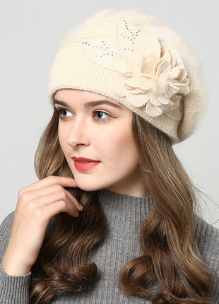 Rabbit Fur Knitted Woolen Cap