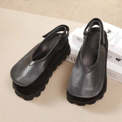 Thick-soled Leather Toe Box Soft Bottom Platform Sandals