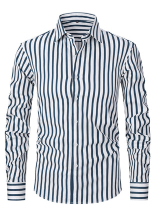 Men's Striped All-matching Ice Silk Long Sleeve Shirt