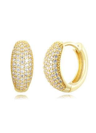 Sterling Silver Needle Street Fashion Geometry Pattern Round Rhinestone Earrings