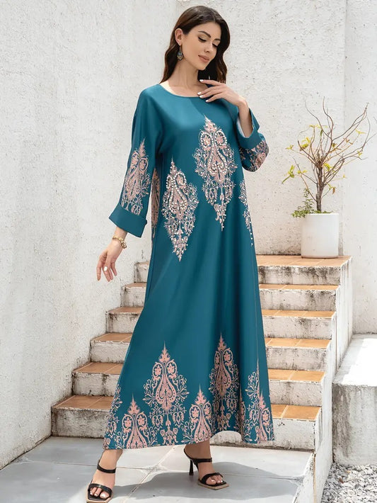 Middle East Flower Printed Long Dress