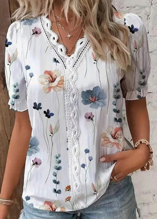 Floral Lace Puff Sleeve Shirt