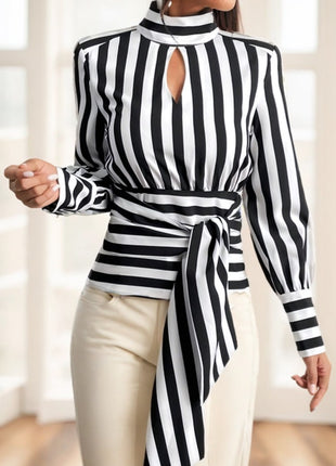 Ladies' Striped Long-sleeved Top