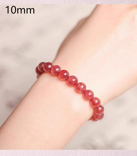 Pigeon Blood Red Strawberry Quartz Crystal Bracelet