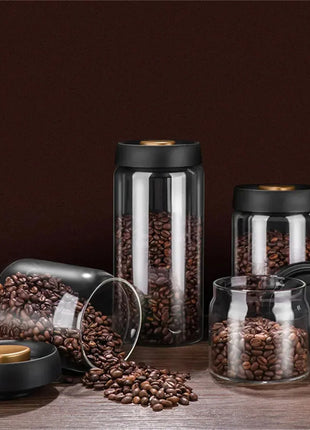 Vacuum Airtight Sealed Glass Jar for Coffee Beans Canister Kitchen Food Grains Candy Keep Fresh and Good
