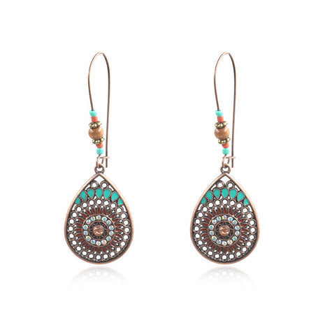 Hollow Teardrop Alloy Enamel Earrings