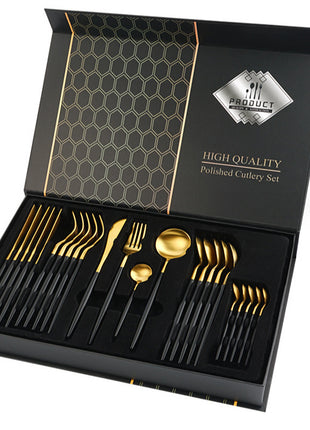 Stainless Steel Tableware 24-piece Set with Gift Box