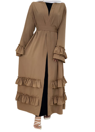 Ruffled Sleeves Lace Up Abaya